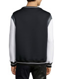 Evan Mixed-Media Crewneck Sweater, Black