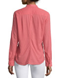 Barry Long-Sleeve Voile Shirt, Red