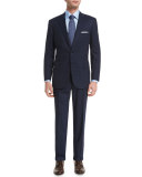 Check Two-Piece Wool Suit, Navy/Black