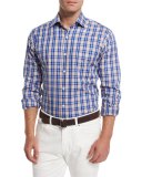 Prince Plaid Long-Sleeve Sport Shirt, Navy