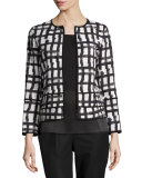 Aisha Grid-Print Jacket, White/Multi