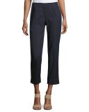 Straight-Leg Cropped Pants, White 