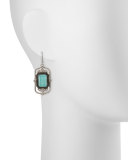 Turquoise Rectangle Scroll Diamond Earrings