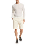 Cotton-Linen Chino Shorts, Light Beige