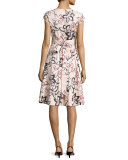 cap-sleeve floral-print wrap dress, antilles bubbles