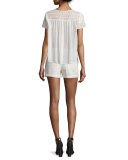 Sevan Geometric-Lace Top, Antique White 
