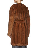 Narston Mink Fur Tie-Waist Coat, Copper