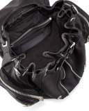 Marti Washed Lambskin Backpack, Black/Nickel