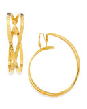 24k Gold Plated X Hoop Clip-On Earrings