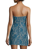 Every Way Strapless Lace Mini Dress, Teal
