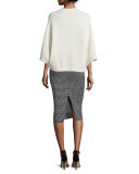 Danielle Geometric-Print Pencil Skirt, Black/Ivory