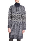 Diamond-Knit Crewneck Topper, Hematite/Frost