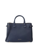 House Check Horseshoe Leather Satchel Bag, Ink Blue