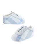 Bosco Check & Leather Baby Booties, Blue