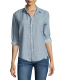 Barry Flannel Oxford Shirt, Light Washed Indigo