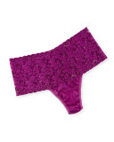 Medium-Rise Retro Signature Lace Thong, Fine Wine