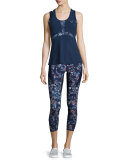 Inco Cropped Sport Leggings, Midnight Peru Print