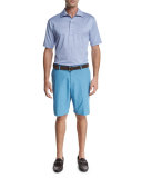 Callicut Striped Short-Sleeve Polo Shirt, Light Purple