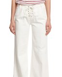 Le Capri Lace-Up Wide-Leg Jeans, Parchment