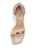 Embellished Glitter Naked Sandal, Gold
