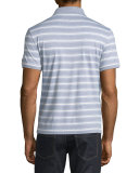 Bold Bar-Striped Short-Sleeve Polo Shirt, Heather Gray