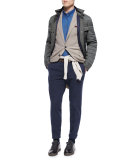 Flat-Front Cotton Pants, Navy