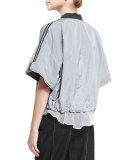 Monili-Stripe Short-Sleeve Cropped Jacket, Light Blue