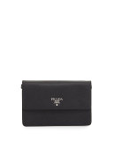 Saffiano Small Wallet-on-a-Strap, Black (Nero)