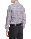 Check Long-Sleeve Sport Shirt, Gray/Purple