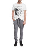 Drawstring Biker Jogger Pants, Gray