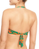 Minorca Printed Twisted Bandeau Swim Top, Athena/Green