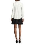 silk daisy lace henley blouse, french cream