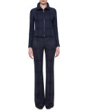 Eda Fitted Plaid Wool Jacket, Blue Jay