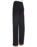 High-Waist Straight-Leg Pants, Black