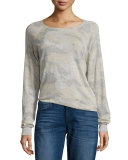 Camo Cashmere Raglan Sweater, Neige