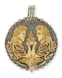 Gemini Carved Zodiac Pendant with Diamond