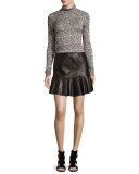 Lavish Floral Turtleneck Top