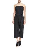 Belted Strapless Jumpsuit, Black