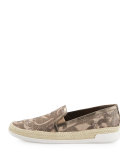 Pamela Embellished Canvas Slip-On Sneaker, Taupe