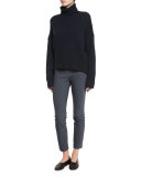 Stretch-Woven Seamed Leggings, Dark Gray