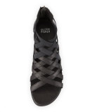 Airy Caged Leather Sneaker, Black