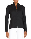 Kerry Zip-Front Blouse W/ Stand Collar