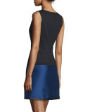 Lydia Sleeveless Colorblock Dress, Black/Sapphire