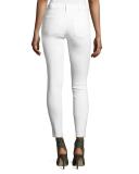 Halle Mid-Rise Destroyed Patch Skinny Jeans, Optic White