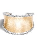 Hammered 18K Gold Chain Cuff Bracelet