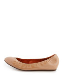 Patent Leather Ballerina Flat, Nude