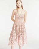 Azaelea Guipure-Lace Illusion Dress, Pink