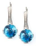 Jelly Bean Round Blue Topaz & Diamond Earrings, 0.20 TCW