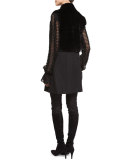 Rabbit-Fur Knit Vest, Caviar
