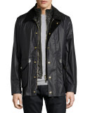 Waxed Cotton-Linen Jacket w/Detachable Warmer